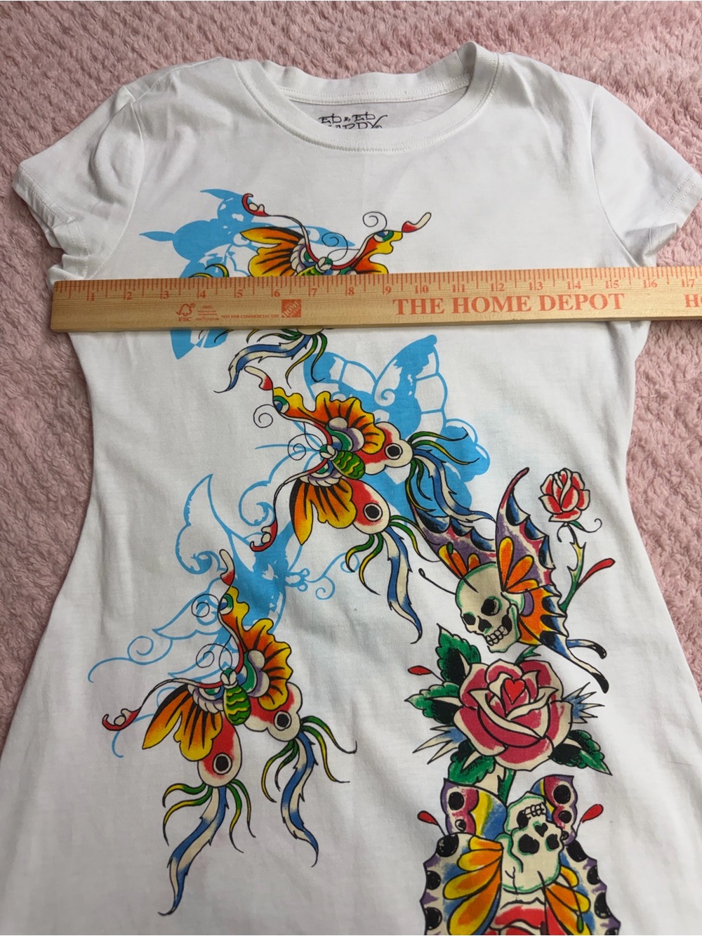 Ed Hardy White Baby Tee Dress with Colorful Tattoo Graphic- Size M - Picture 12 of 14